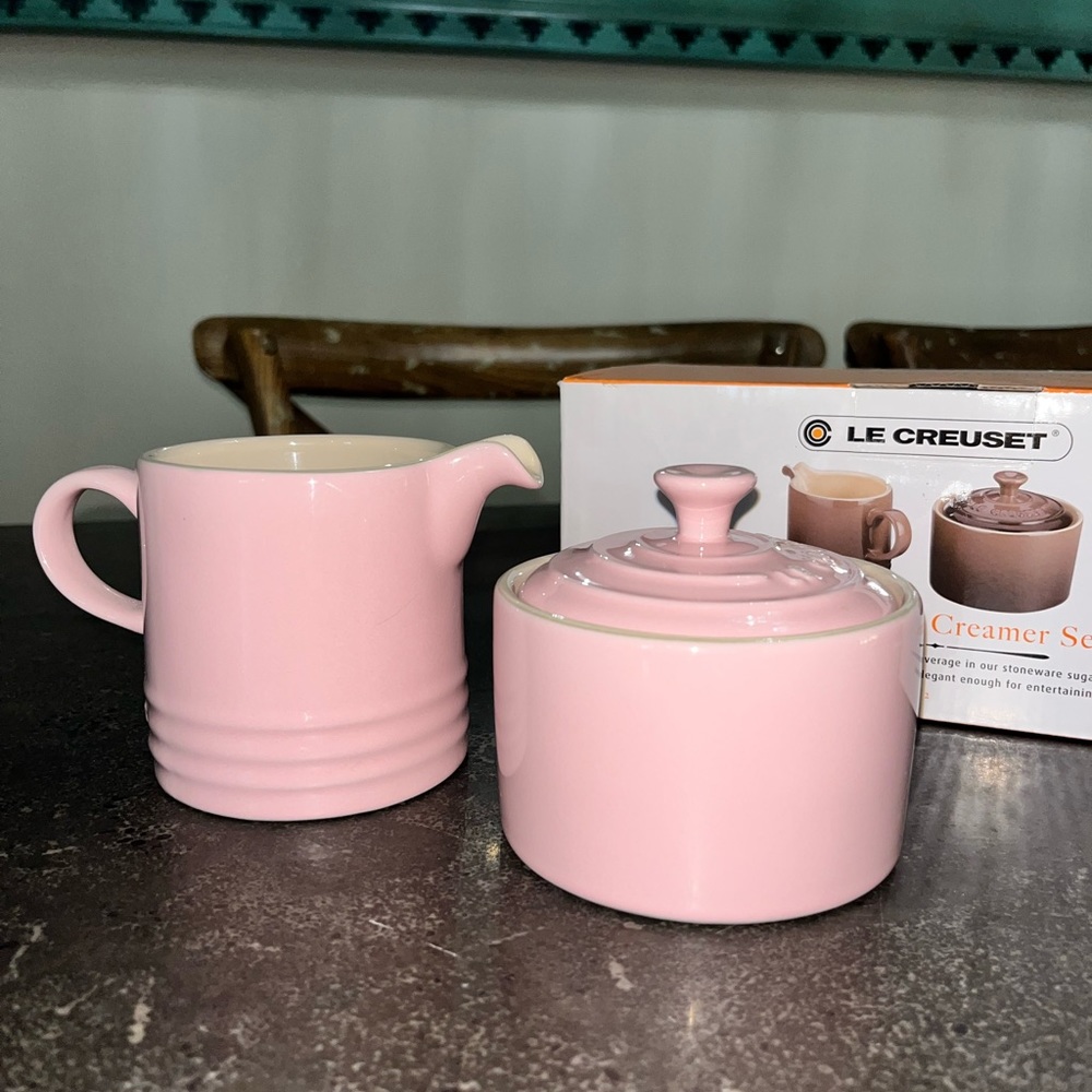 Le Creuset Sugar Creamer Set in Chiffon Pink NIB